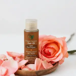 B-Jaan Organics Hair Oil 100ml – 100% pure organic herbal hair oil with 20+ herbs to reduce hair fall, boost growth, control dandruff, and add shine